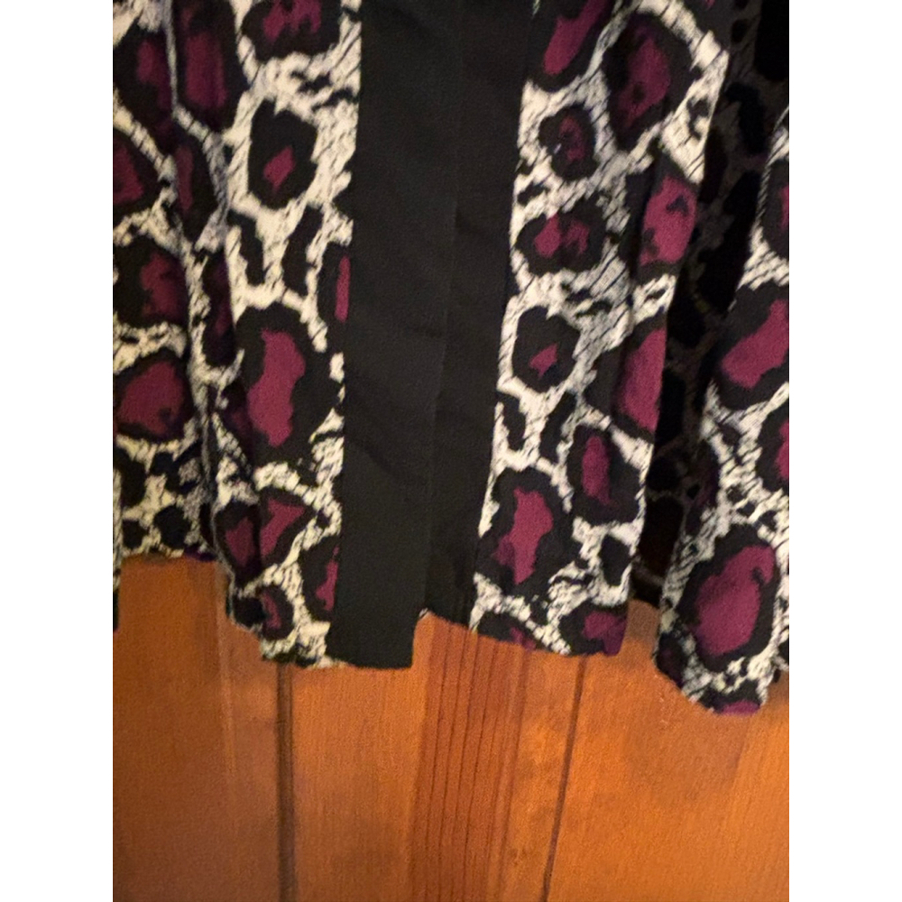 Bagiza Animal Print Maxi Dress Women’s 46 XL Purple Black Leopard Button Front - Picture 4 of 8